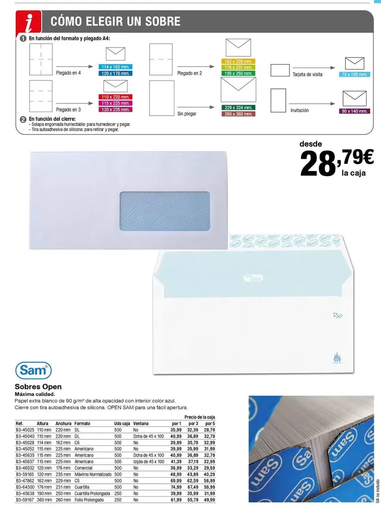 Oferta de Sam - Sobres Open por 28,79€ en Staples Kalamazoo