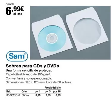Oferta de Sam - Sobres Para Cds Y DVDs por 6,99€ en Staples Kalamazoo