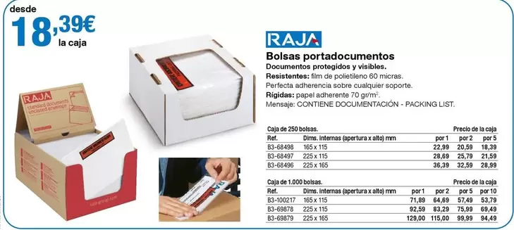 Oferta de Raja - Bolsas Portadocumentos por 18,39€ en Staples Kalamazoo