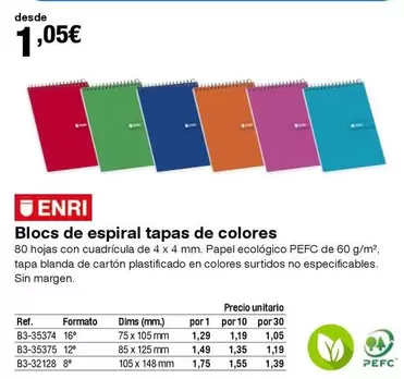 Oferta de Enri - Blocs De Espiral Tapas De Colores por 1,05€ en Staples Kalamazoo