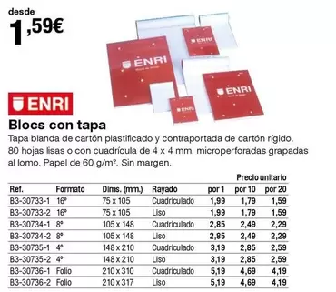 Oferta de Enri - Blocs Con Tapa por 1,59€ en Staples Kalamazoo