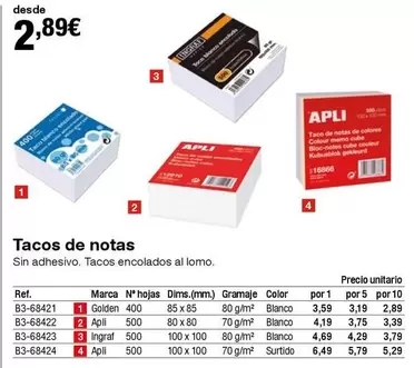 Oferta de Tacos De Notes  por 2,89€ en Staples Kalamazoo