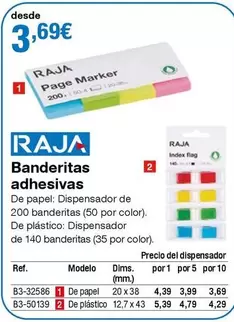 Oferta de Raja - Banderitas Adhesivas por 3,69€ en Staples Kalamazoo