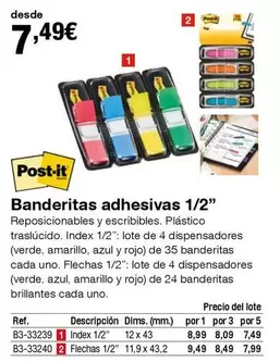 Oferta de Post-it - Banderitas Adhesivas 1/2 por 7,49€ en Staples Kalamazoo
