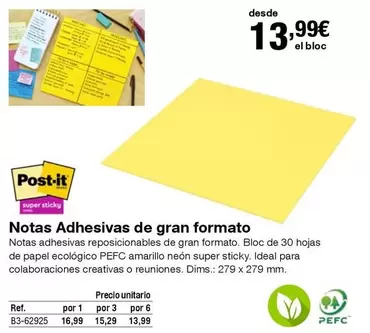 Oferta de Post-it - Notas Adhesivas De Gran Formato por 13,99€ en Staples Kalamazoo
