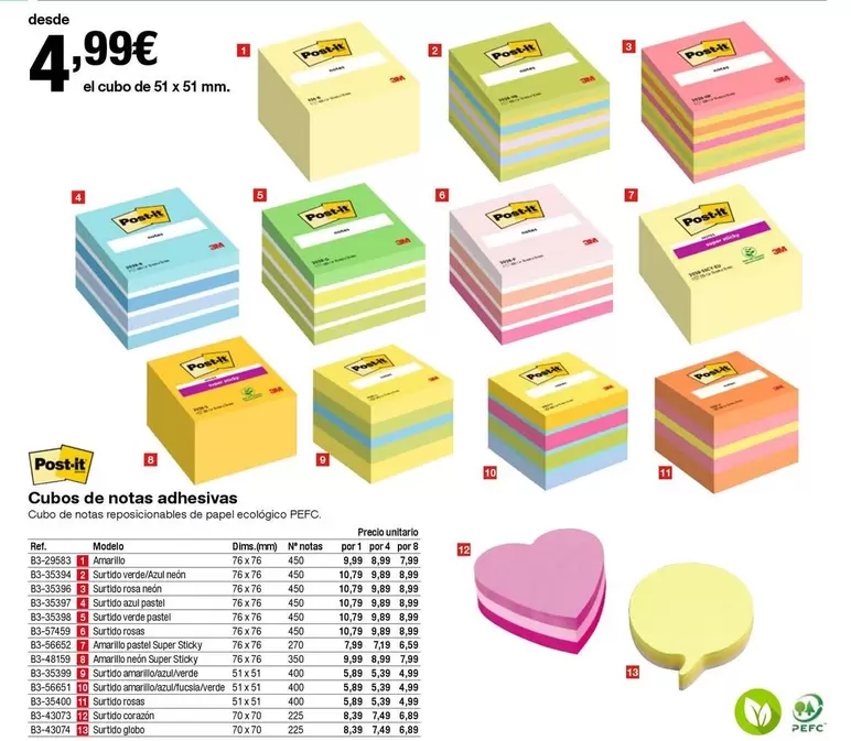 Oferta de Post-it - Cubos De Notas Adhesivas por 4,99€ en Staples Kalamazoo