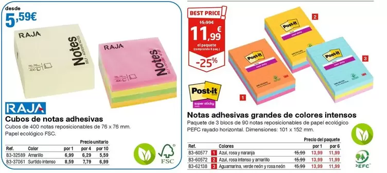 Oferta de Post-it - Cubos De Notas Adhesivas por 5,59€ en Staples Kalamazoo