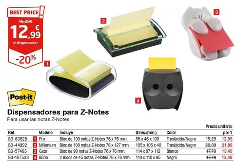 Oferta de Pos-It - Dispensadores Para Z-Notes por 12,99€ en Staples Kalamazoo