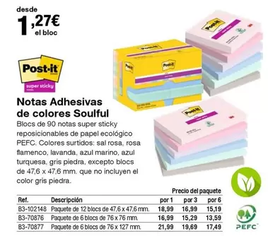Oferta de Post-it - Notas Adhesivas De Colores por 1,27€ en Staples Kalamazoo