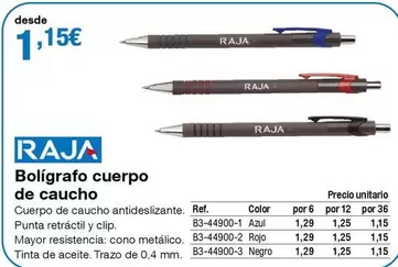 Oferta de Raja - Bolígrafo Cuerpo De Caucho por 1,15€ en Staples Kalamazoo