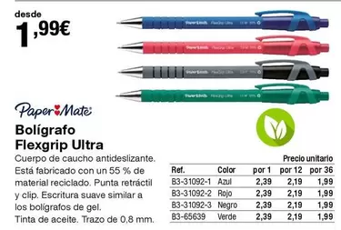 Oferta de Paper mate - Bolígrafo Flexgrip Ultra por 1,99€ en Staples Kalamazoo