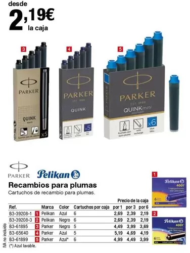 Oferta de Parker/Pelikan - Recambios Para Plums  por 2,19€ en Staples Kalamazoo