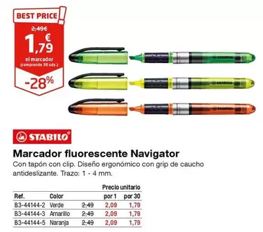 Oferta de Stabilo - Marcador Fluorescente Navigator por 1,79€ en Staples Kalamazoo