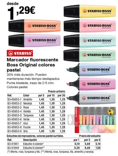Oferta de Marcador Fluorescente Boss Original Colores Pastel por 1,29€ en Staples Kalamazoo