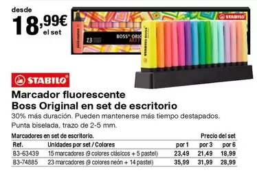 Oferta de Stabilo - Marcador Fluorescente Boss Original En Set De Escritorio por 18,99€ en Staples Kalamazoo