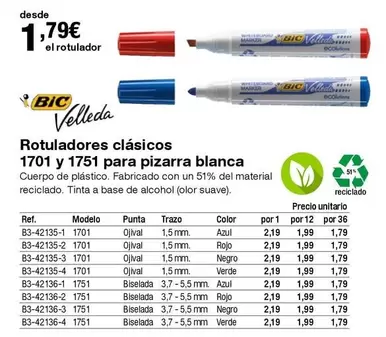 Oferta de BIC - Rotuladores Clasicos por 1,79€ en Staples Kalamazoo