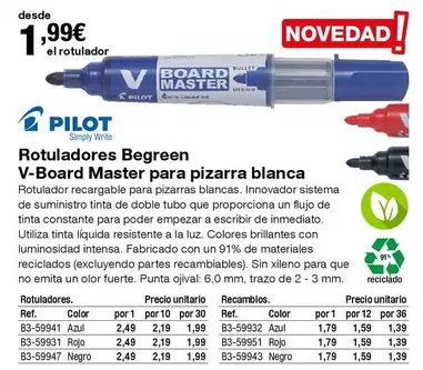 Oferta de Rotuladores Begreen V-board Master Para Pizarra Blanca por 1,99€ en Staples Kalamazoo
