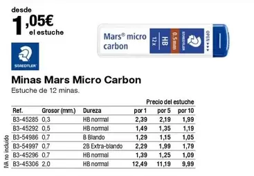 Oferta de Staedtler - Minas Mars Micro Carbon  por 1,05€ en Staples Kalamazoo