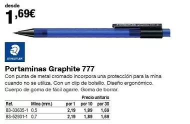 Oferta de Staedtler - Portaminas Graphite 777 por 1,69€ en Staples Kalamazoo
