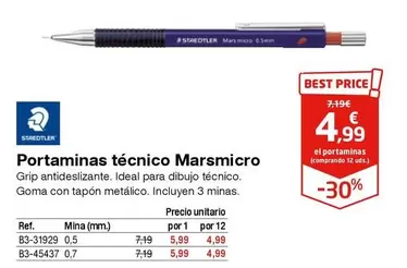 Oferta de Portaminas Tecnico Marsmicro  por 4,99€ en Staples Kalamazoo