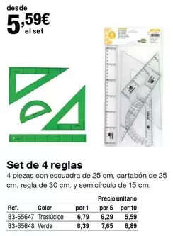 Oferta de Set De 4 Reglas por 5,59€ en Staples Kalamazoo