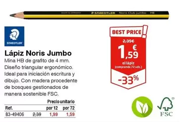Oferta de Jumbo - Lápiz Noris por 1,59€ en Staples Kalamazoo