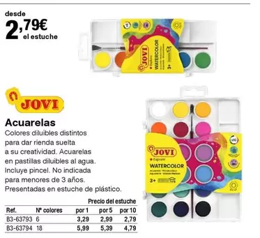 Oferta de Jovi - Acuarelas por 5,99€ en Staples Kalamazoo