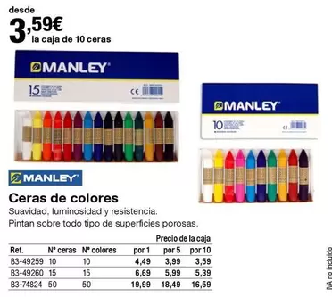 Oferta de Ceras De Colores por 3,59€ en Staples Kalamazoo
