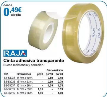 Oferta de Raja - Cinta adhesiva transparente por 0,49€ en Staples Kalamazoo