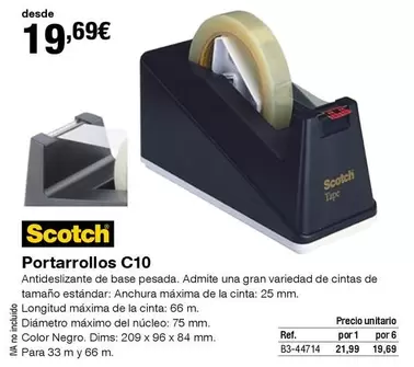 Oferta de Scotch - Portarrollos C10 por 19,69€ en Staples Kalamazoo