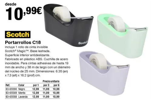 Oferta de Scotch - Portarrollos C18 por 10,99€ en Staples Kalamazoo