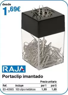 Oferta de Raja - Portaclip Imantado por 1,69€ en Staples Kalamazoo