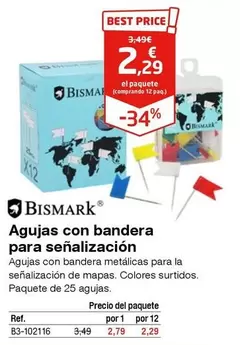 Oferta de Bismark - Agujas Con Bandera Para Señalizacion por 2,29€ en Staples Kalamazoo
