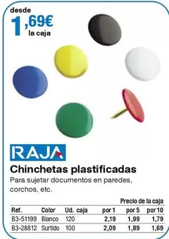 Oferta de Raja - Chinchetas Plasticadas por 1,69€ en Staples Kalamazoo