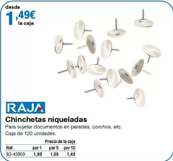 Oferta de Raja - Chinchetas Niqueladas por 1,49€ en Staples Kalamazoo