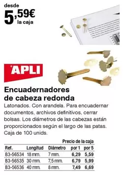 Oferta de Apli - Encuadernador De Cabeza Redonda por 5,59€ en Staples Kalamazoo