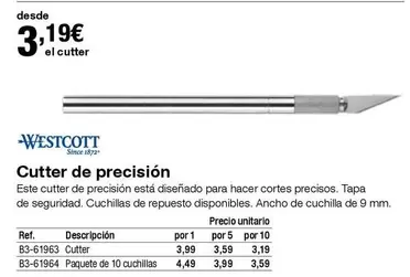 Oferta de Cutter De Precision por 3,19€ en Staples Kalamazoo