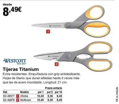 Oferta de Tijeras Titanium por 8,49€ en Staples Kalamazoo