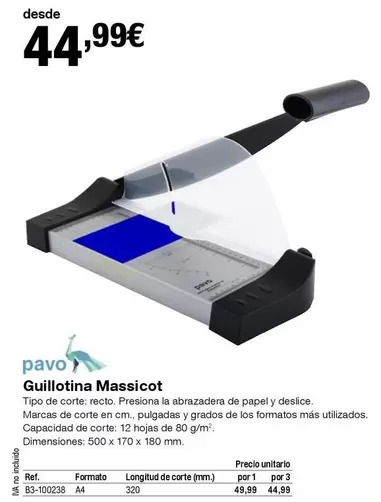 Oferta de Guillotina Massicot por 44,99€ en Staples Kalamazoo