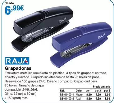 Oferta de Raja - Grapadoras por 6,99€ en Staples Kalamazoo