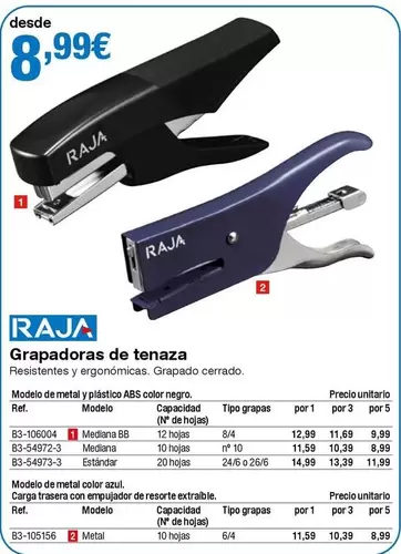 Oferta de Raja - Grapadoras De Tenaza por 8,99€ en Staples Kalamazoo