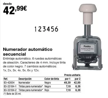 Oferta de Numerador Automatico Secuencial por 42,99€ en Staples Kalamazoo