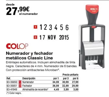 Oferta de Numerador Y Fechador Metalicos Classic Line por 27,99€ en Staples Kalamazoo