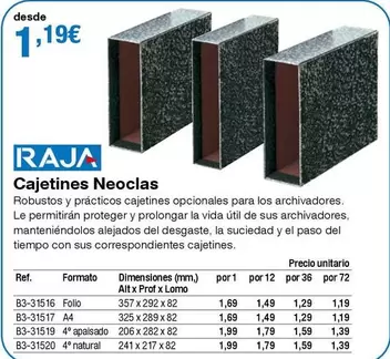 Oferta de Raja - Cajetines Neoclas por 1,19€ en Staples Kalamazoo