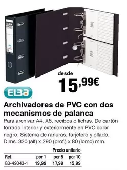 Oferta de PVC - Archivadores De Pvc Con Dos Mecanismos De Palanca por 15,99€ en Staples Kalamazoo