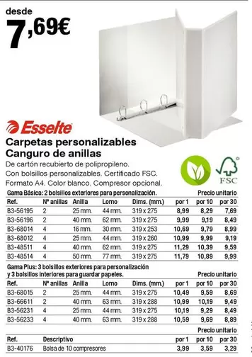 Oferta de Esselte - Carpetas Personalizables Canguro De Anillas por 7,69€ en Staples Kalamazoo