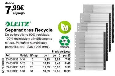 Oferta de Leitz - Separadores Recycle por 7,99€ en Staples Kalamazoo