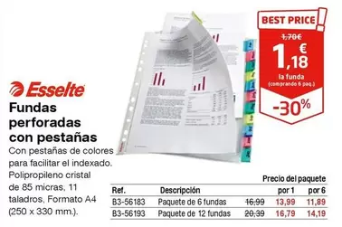 Oferta de Esselte - Fundas Perforadas Con Pestanas por 1,18€ en Staples Kalamazoo
