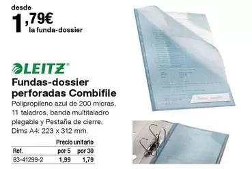 Oferta de Leitz - Fundas-dossier Perforadas Combifile por 1,79€ en Staples Kalamazoo