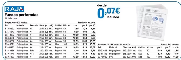 Oferta de Raja - Paquetes De 25 Fundas por 0,07€ en Staples Kalamazoo